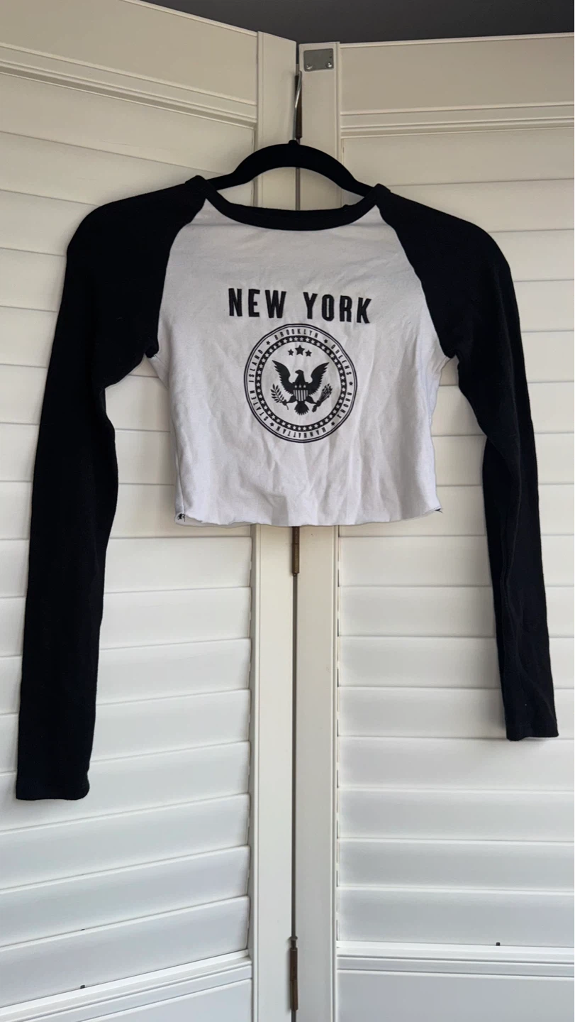 Garage New York Baseball Long Sleeve Top - White/Black - photo 2