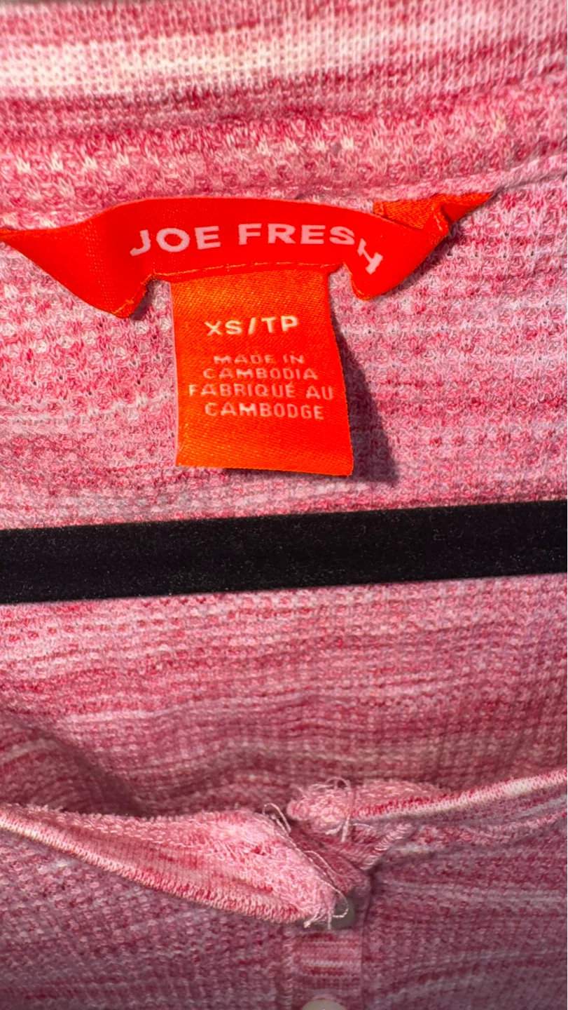 Joe Fresh Pink Marled Long Sleeve  Henley Top - photo 3