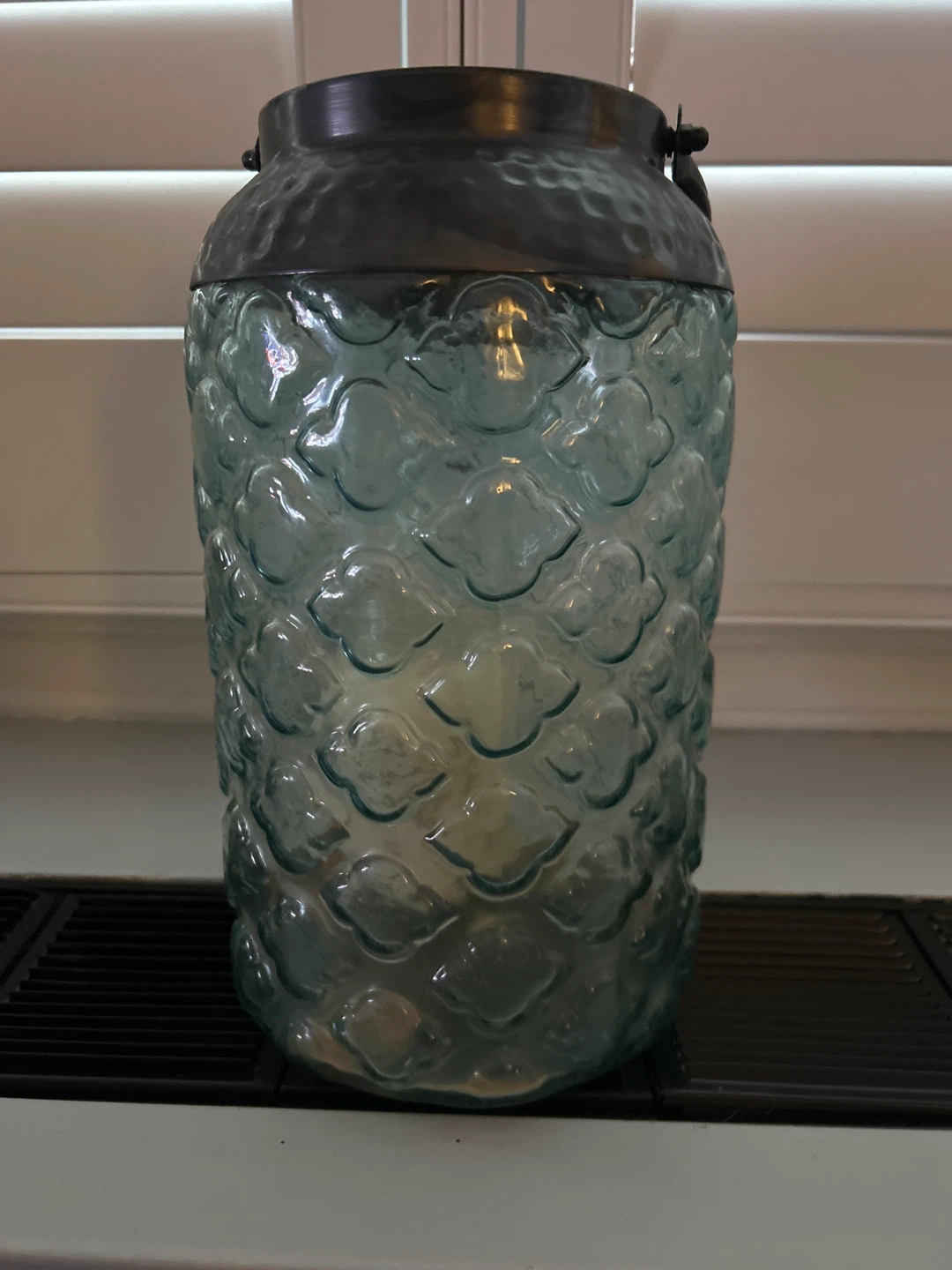 Glass Lantern with Metal Top - photo 2