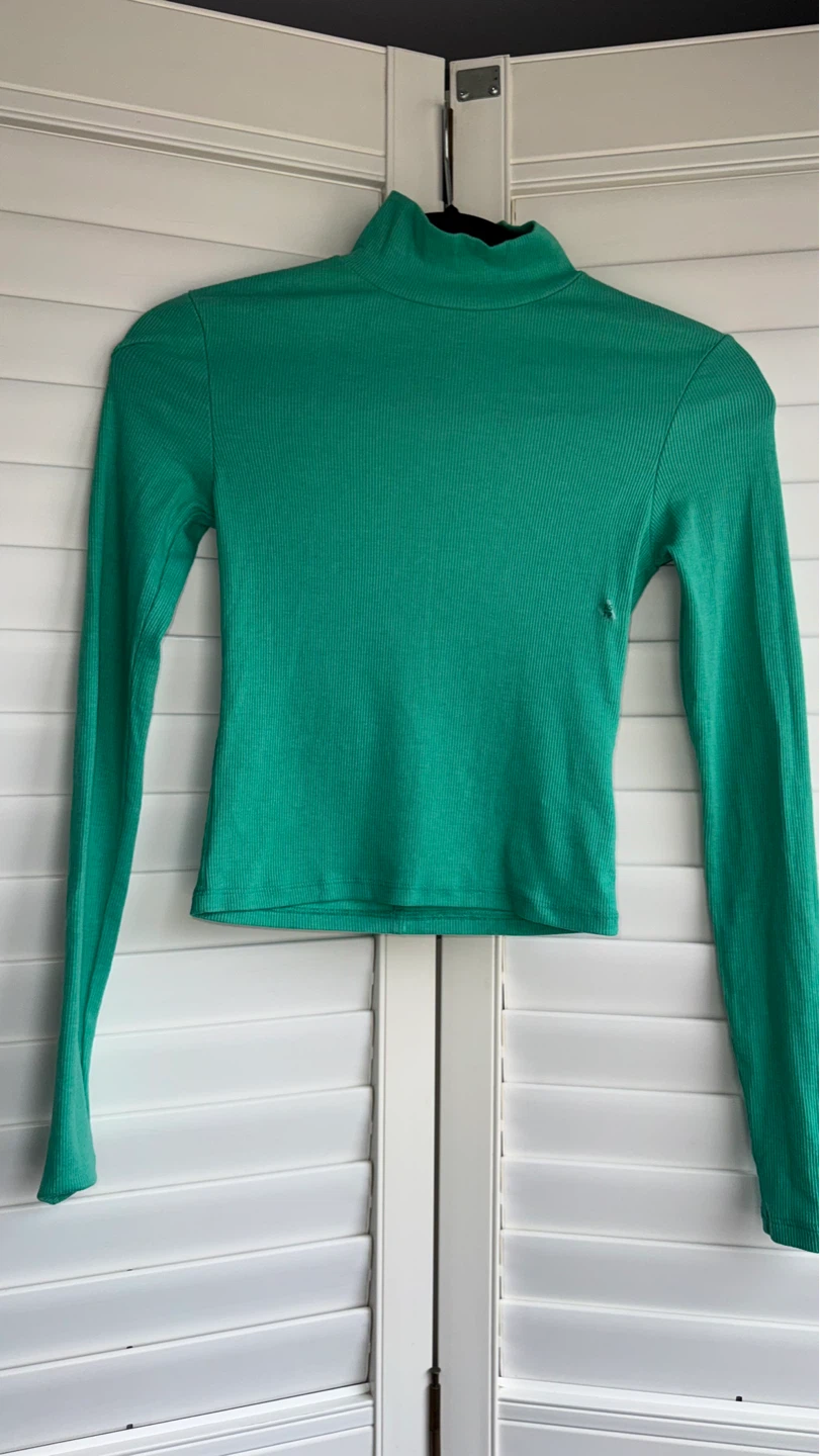 American Eagle Ribbed Mock Neck Long Sleeve Top XS - photo 2