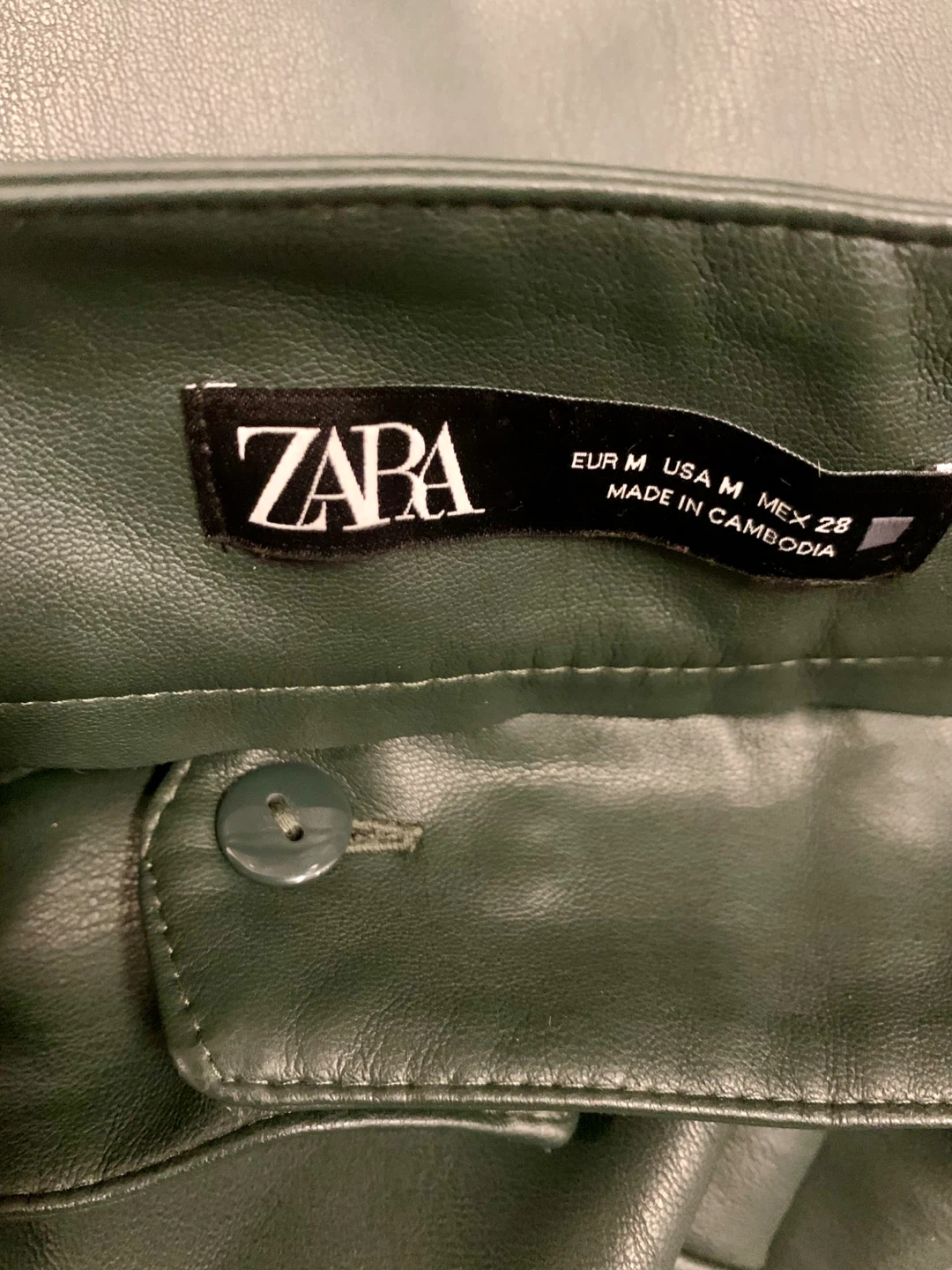 ZARA Faux Leather Midi Skirt - Green, Size M - photo 5