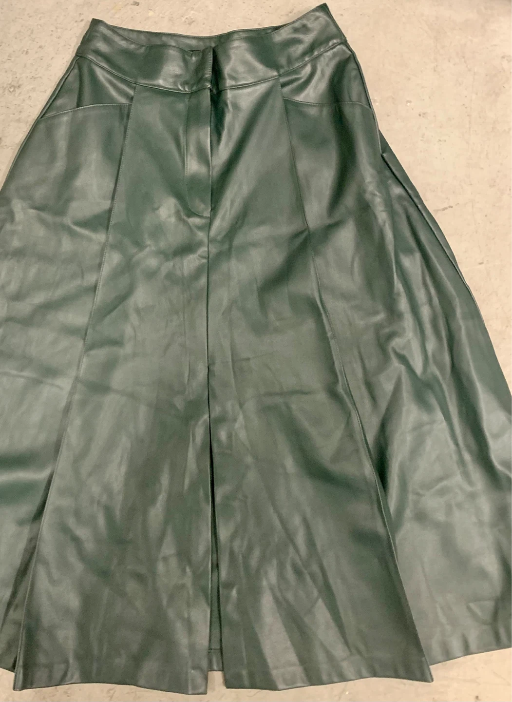 ZARA Faux Leather Midi Skirt - Green, Size M - photo 4