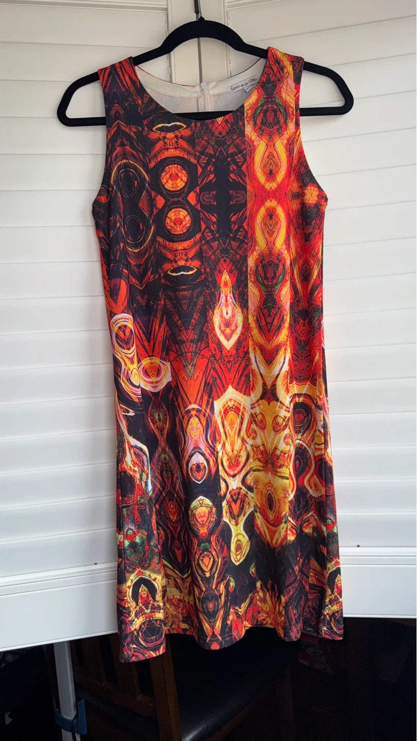 Women's Sleeveless Dress - Abstract Print y2k
