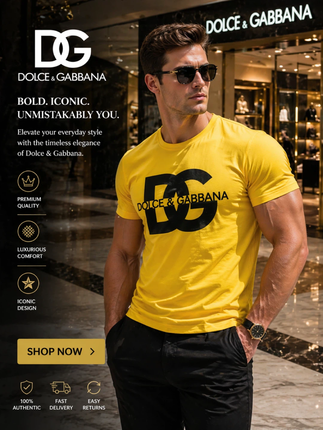 Dolce & Gabbana Yellow T-Shirt with DG Logo
