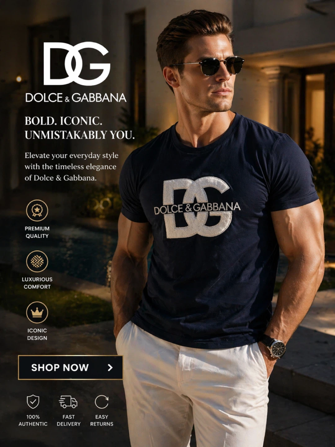 Dolce & Gabbana Men's Navy DG Logo T-Shirt