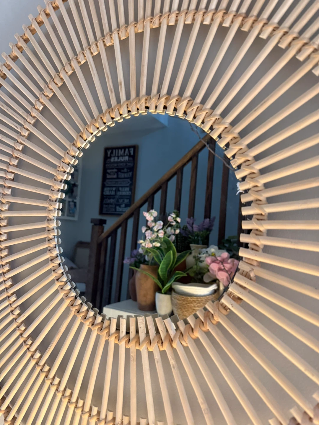 Boho Rattan Sunburst Wall Mirror