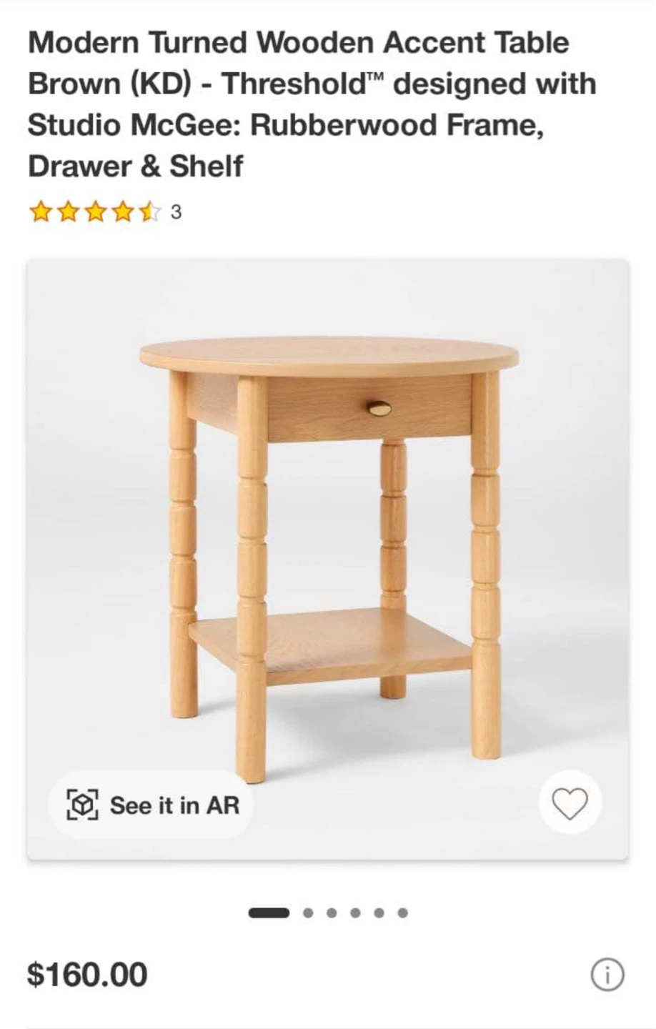 Threshold Studio McGee Modern Turned Wooden Accent Table - Brown