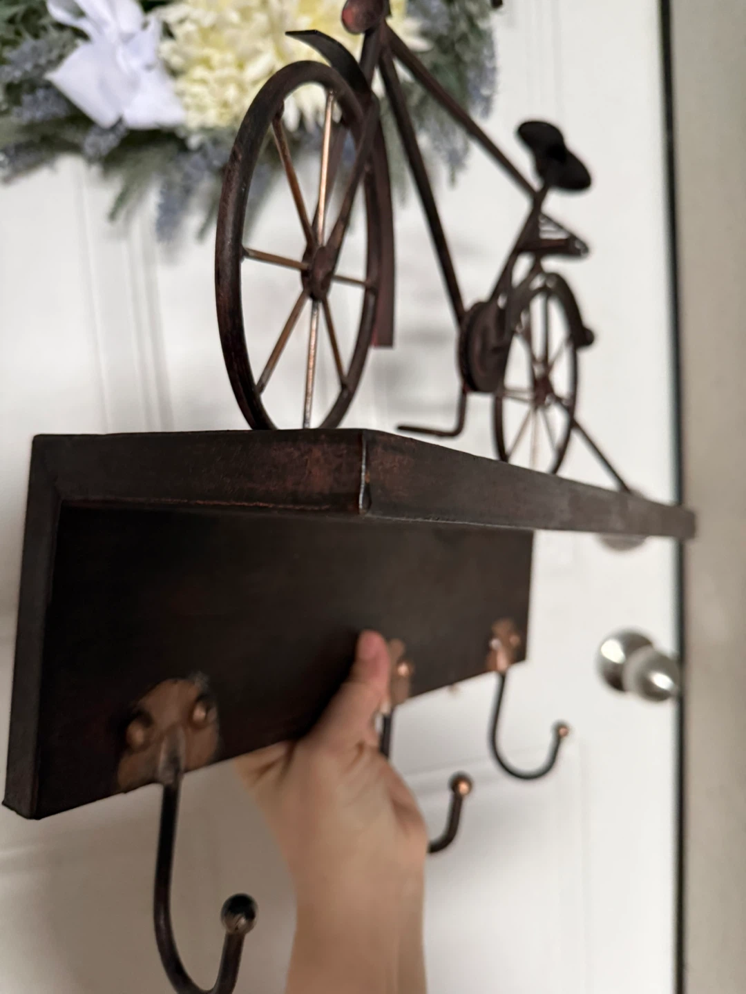 Metal Bicycle Shelf with Hooks - photo 2