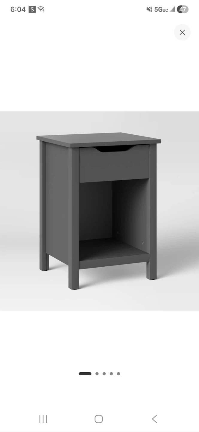 Gray Nightstand with Drawer and Shelf