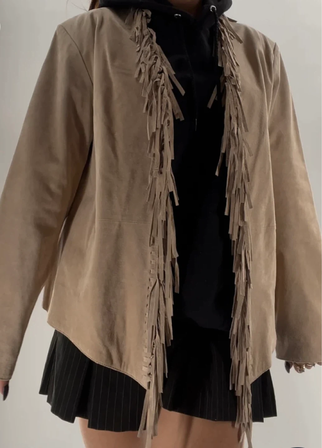 Suede fringe light color, new boxy, BoHo jacket - photo 4