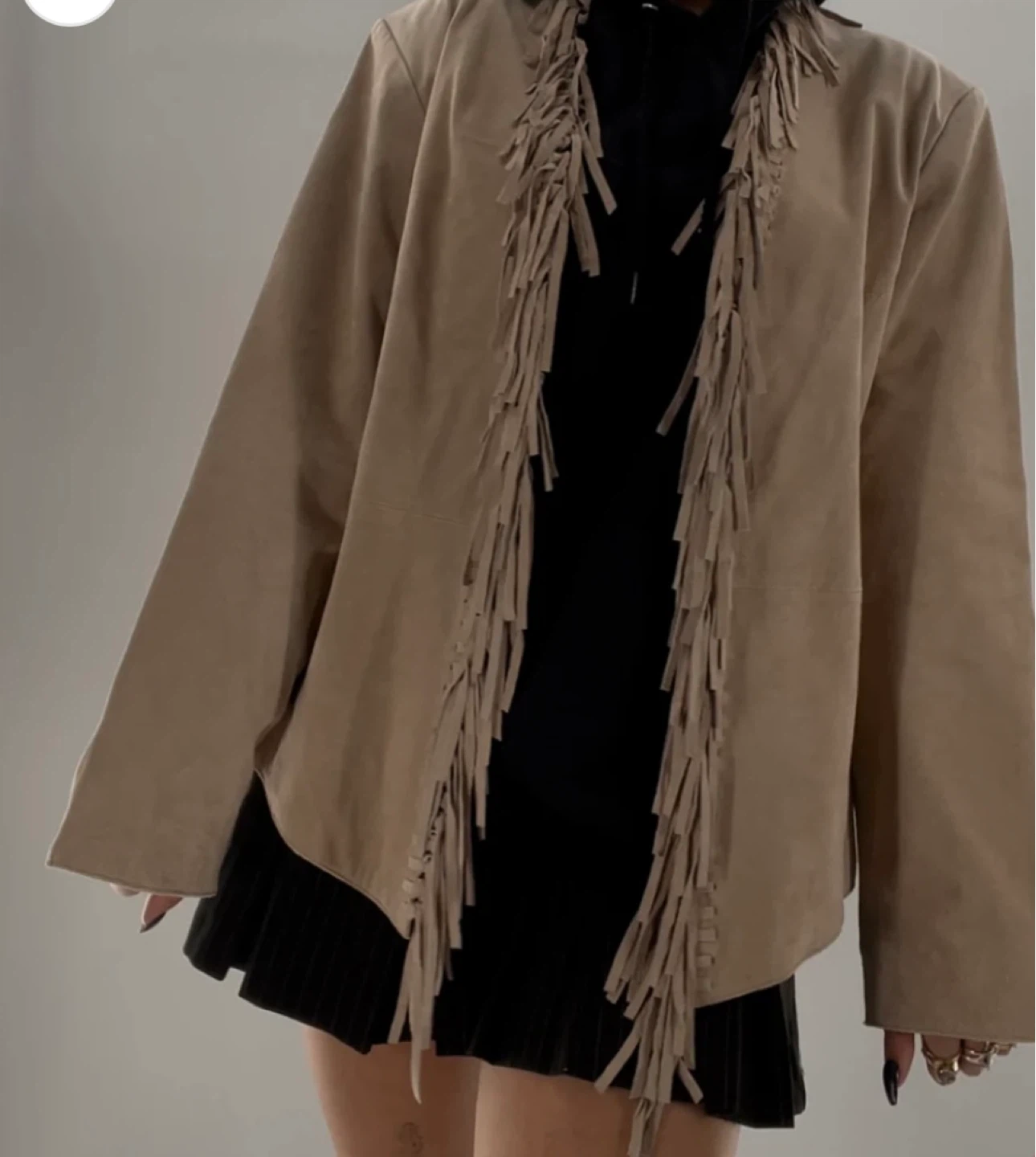 Suede fringe light color, new boxy, BoHo jacket - photo 3