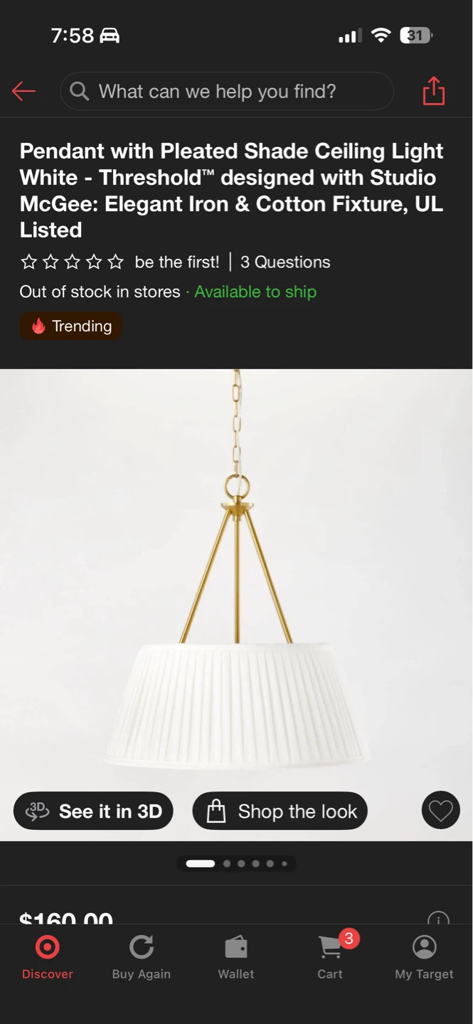 Threshold Studio McGee Pleated Shade Ceiling Light Fixture