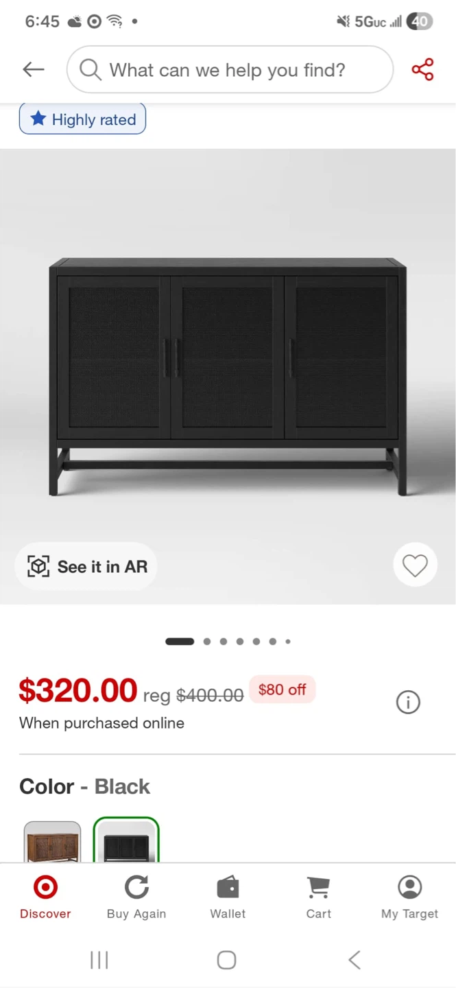 Black 3-Door Cabinet