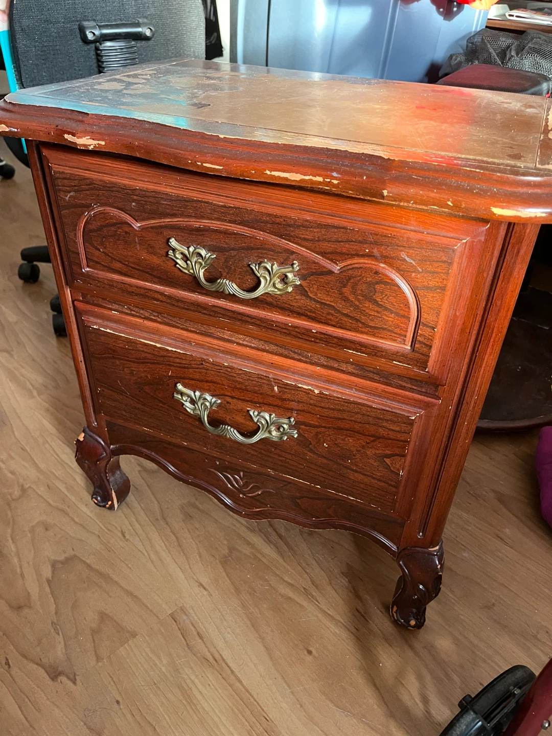 Free Solid Wood Nightstand with 2 Drawers