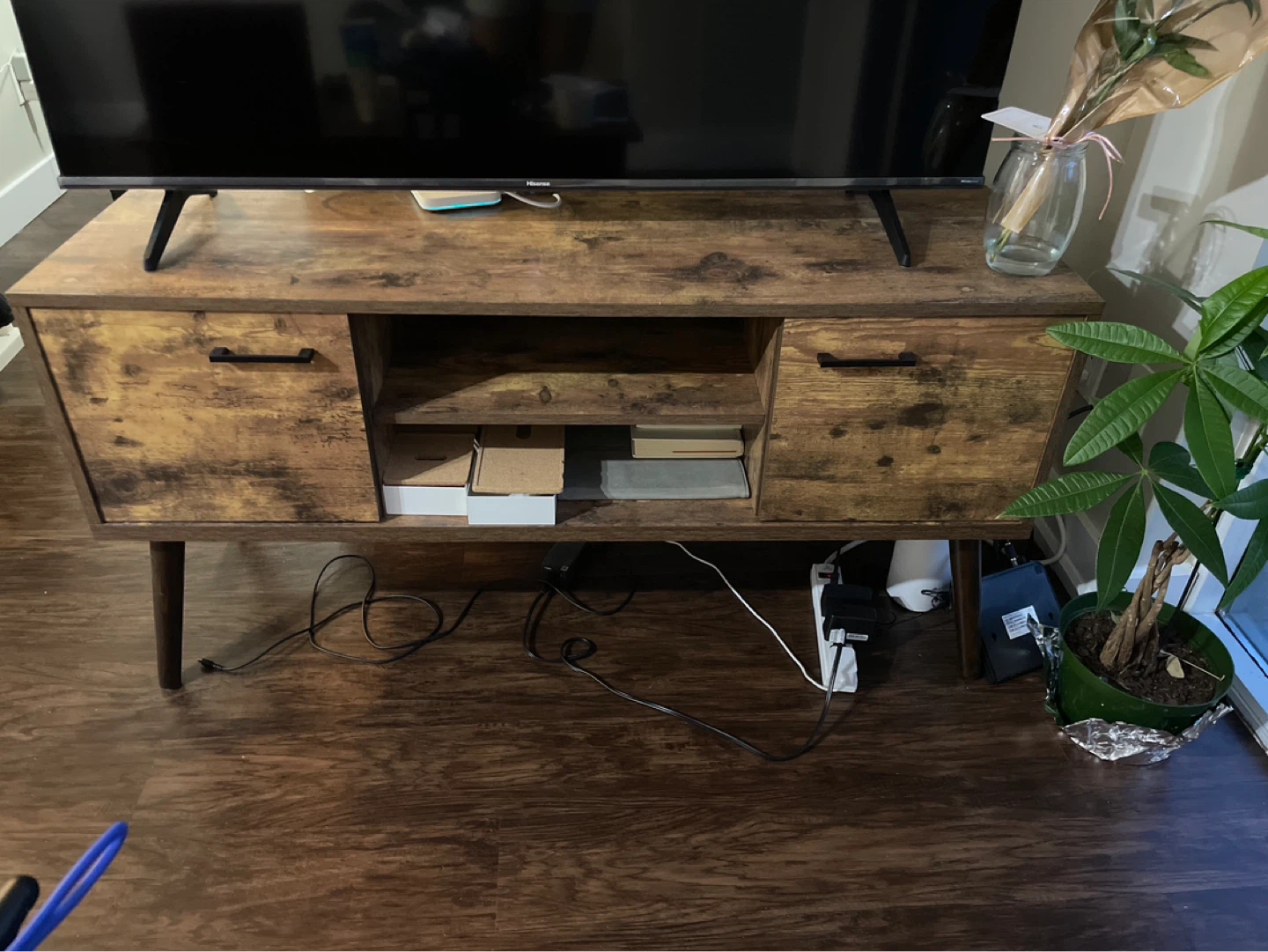 Rustic Wood TV Stand with Drawers