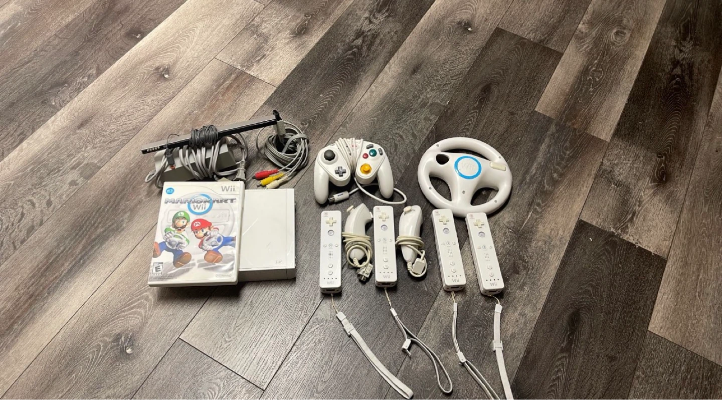 Nintendo Wii Bundle with Mario Kart and Accessories