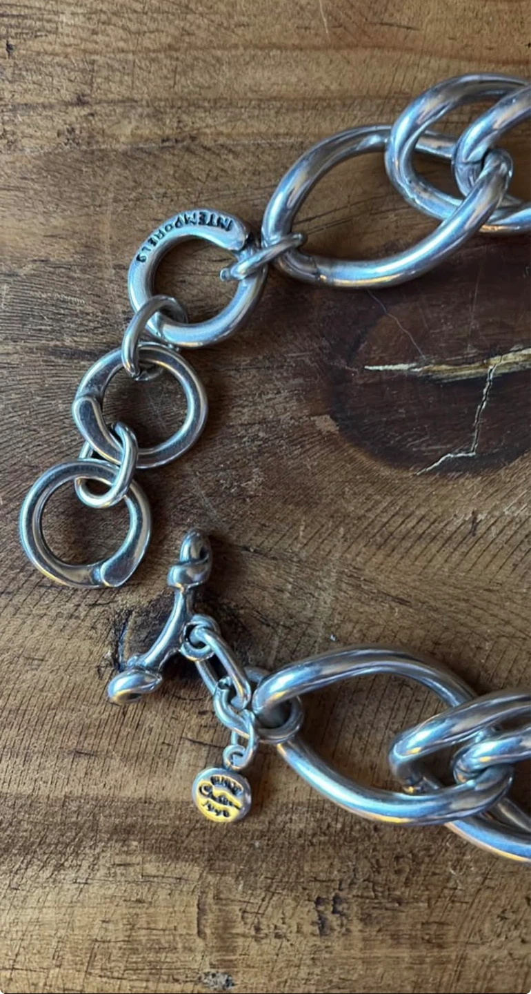 Spanish Ciclón "Intemporal" Silver-Plated Link Toggle Necklace - photo 4