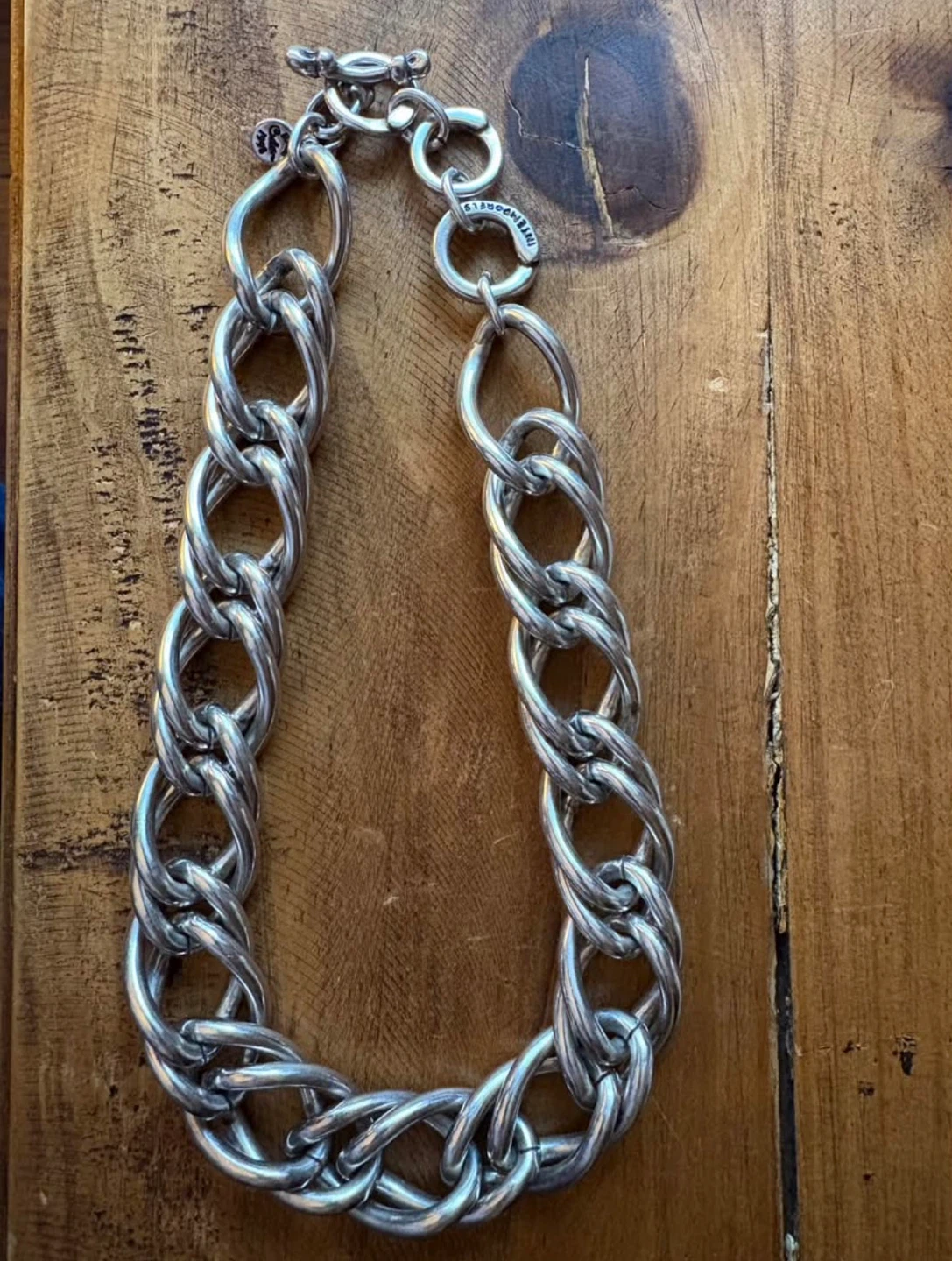 Spanish Ciclón "Intemporal" Silver-Plated Link Toggle Necklace