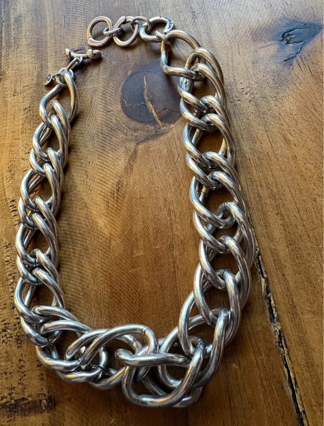 Spanish Ciclón "Intemporal" Silver-Plated Link Toggle Necklace - photo 2