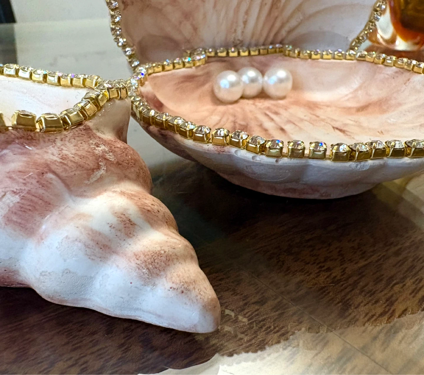 Handmade brown marble coastal seashell trinket - photo 5