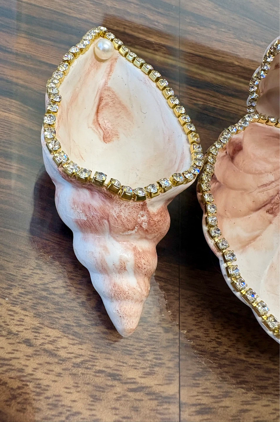 Handmade brown marble coastal seashell trinket - photo 4
