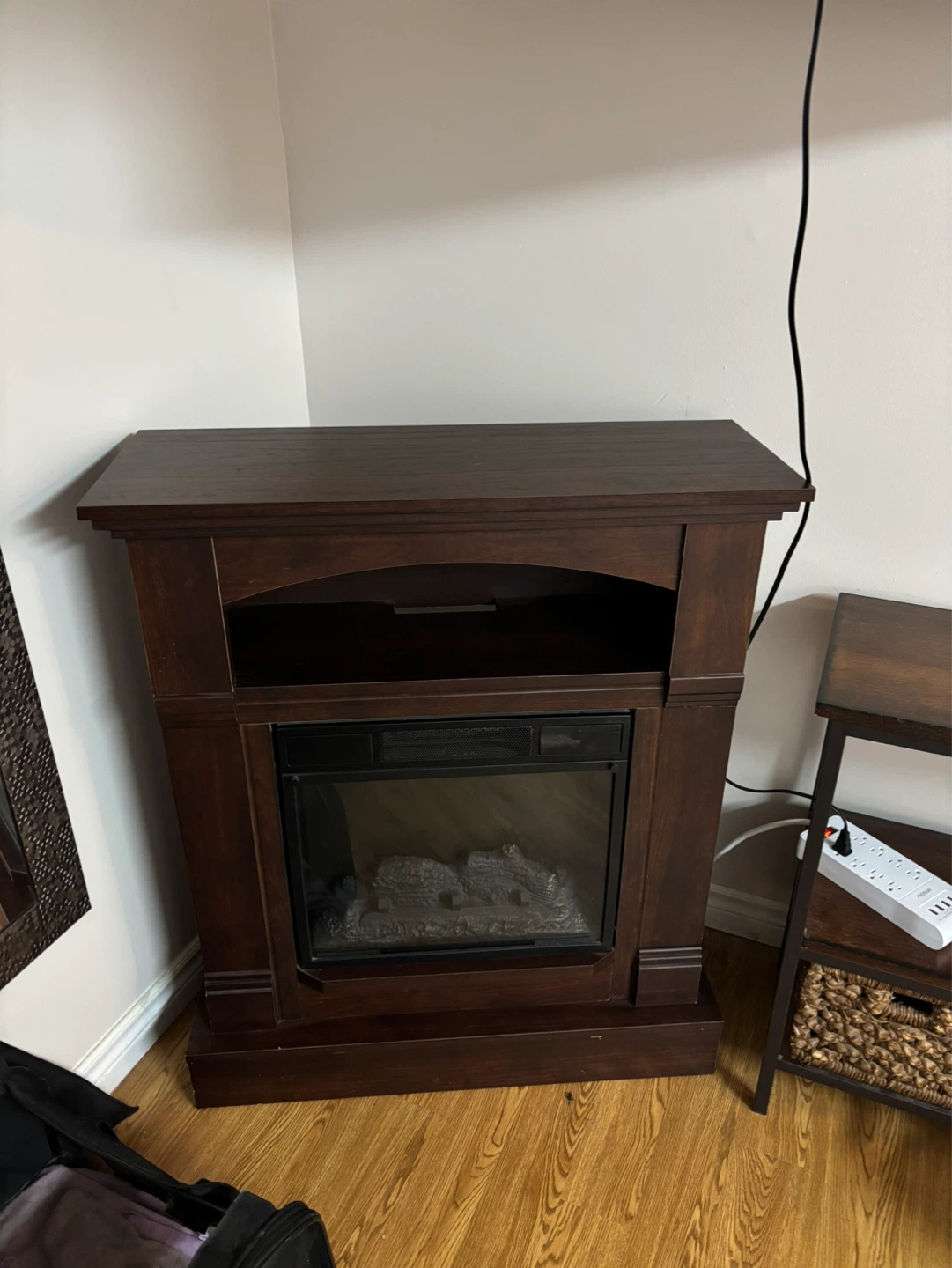 Dark Wood Electric Fireplace Console