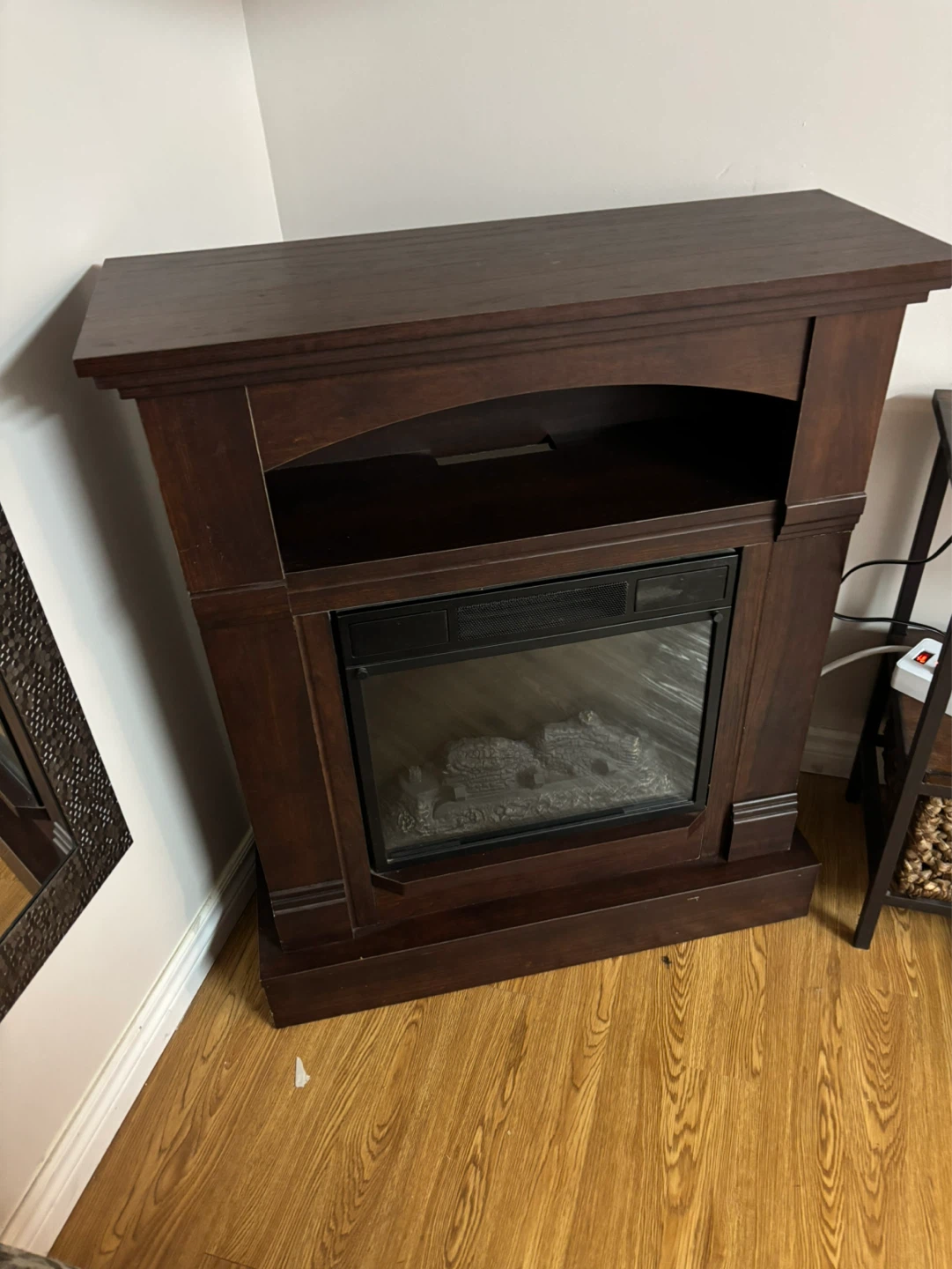 Dark Wood Electric Fireplace Console - photo 4