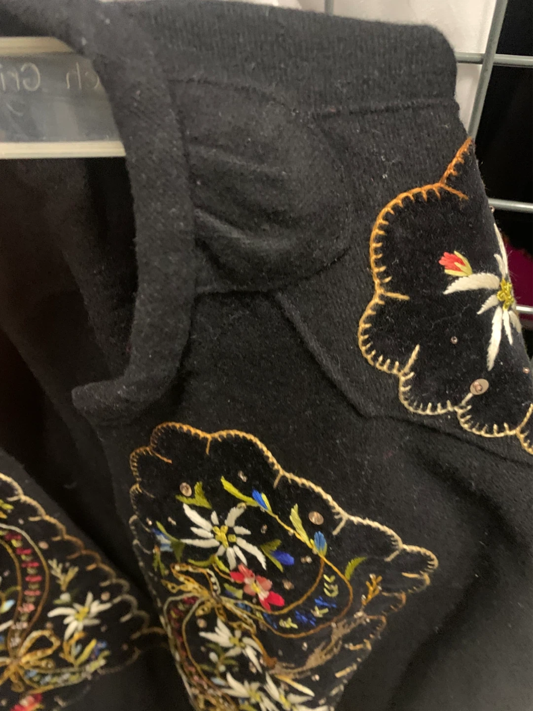 Black Embroidered Blouse with Floral Design - photo 5
