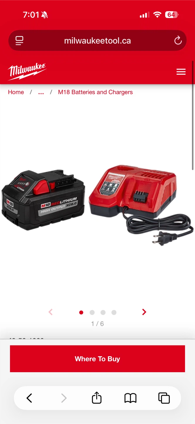 Milwaukee M18 8.0Ah High Output Battery + Rapid Charger