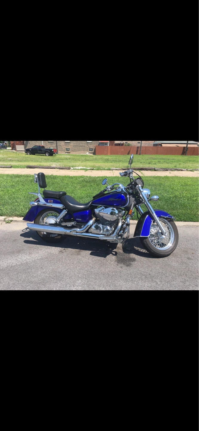Blue Honda Shadow Motorcycle