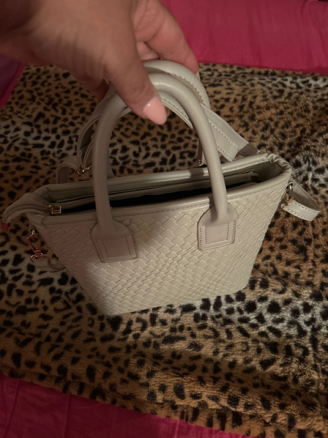 Women's Beige Woven Top Handle Bag - photo 3