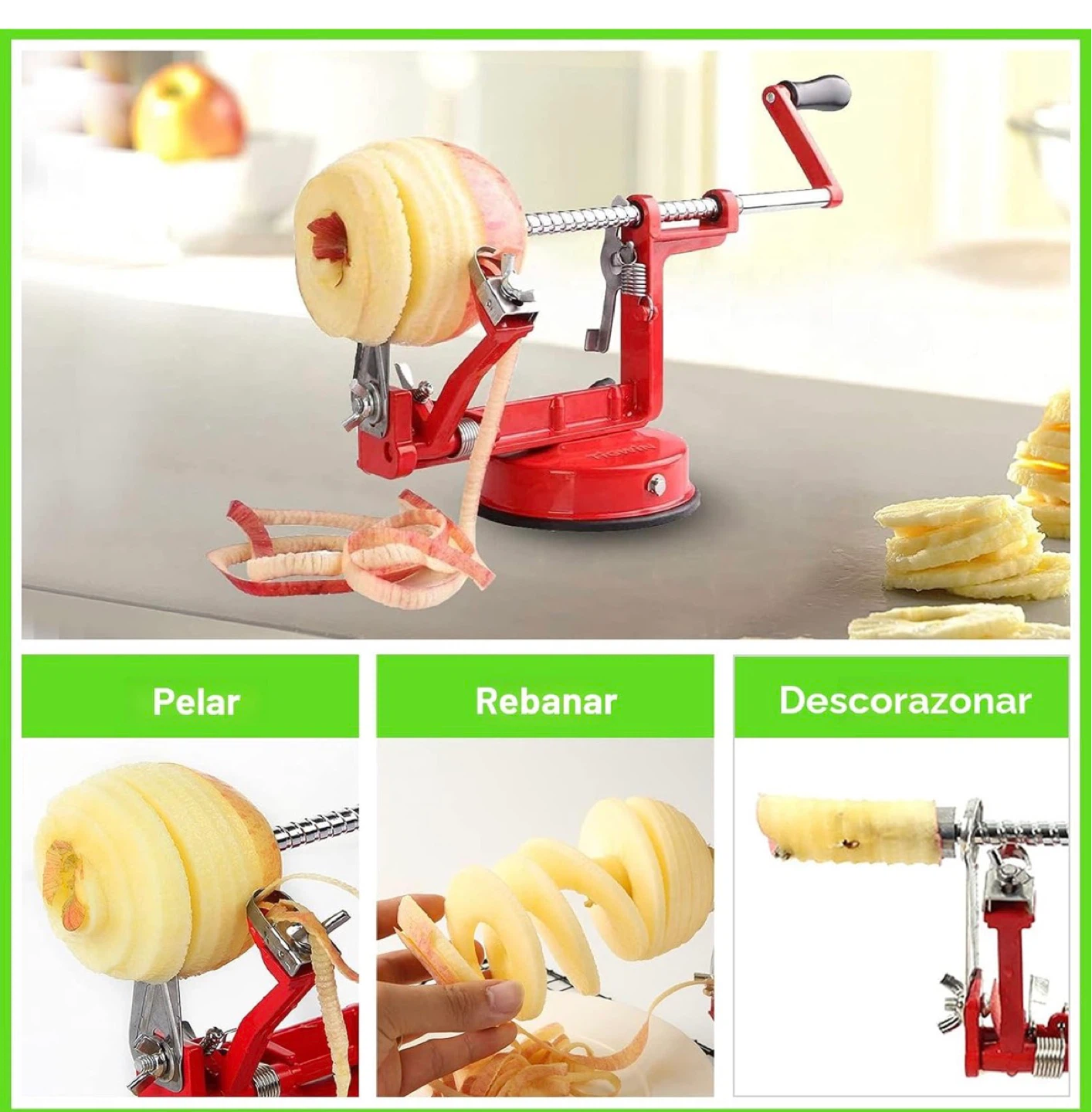 Red Manual Apple Peeler Slicer Corer - photo 2