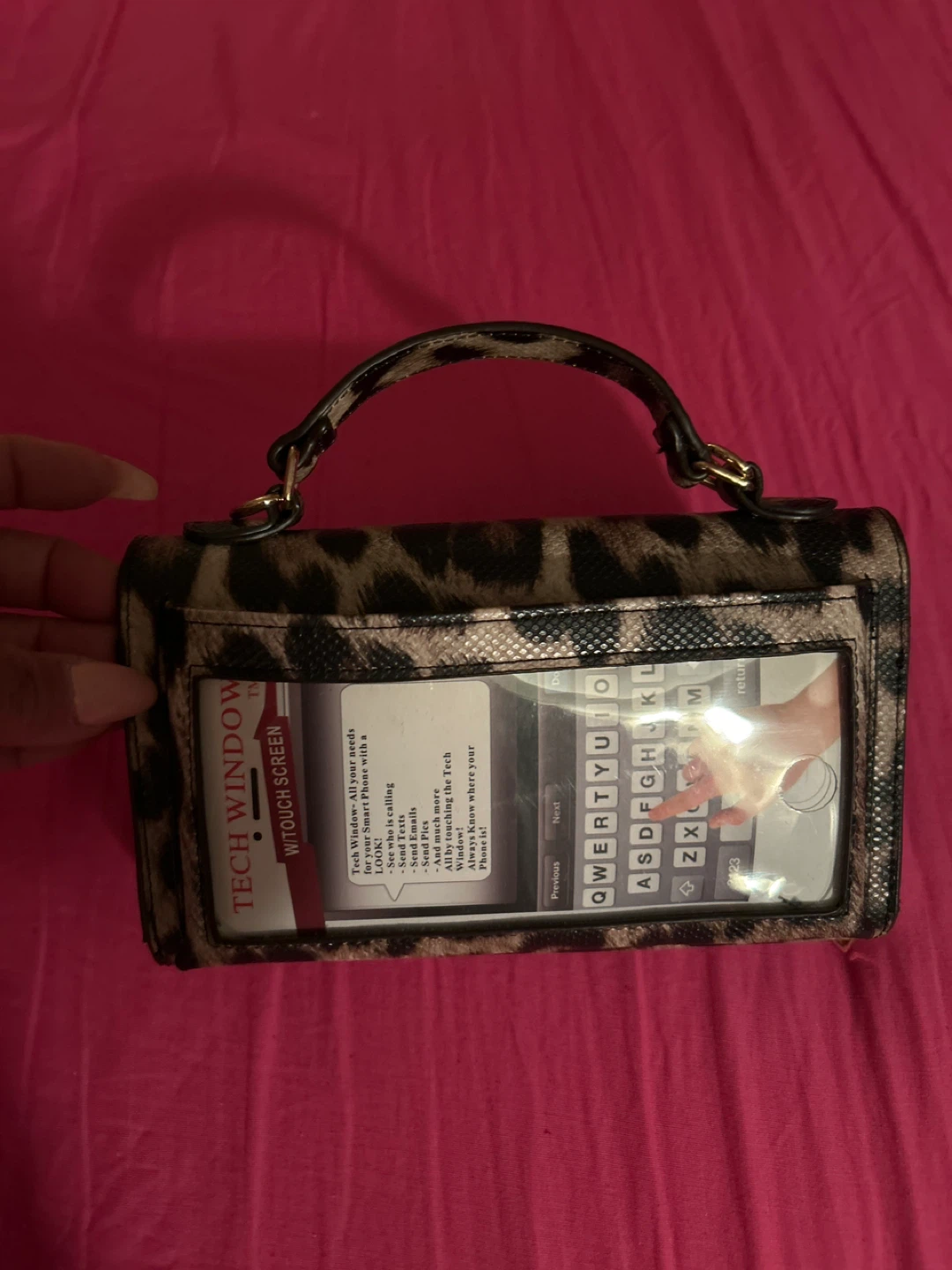 Leopard Print Tech Window Wallet Clutch