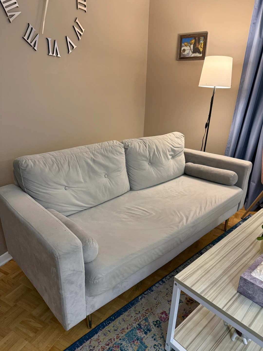 Light Grey Velvet Sofa