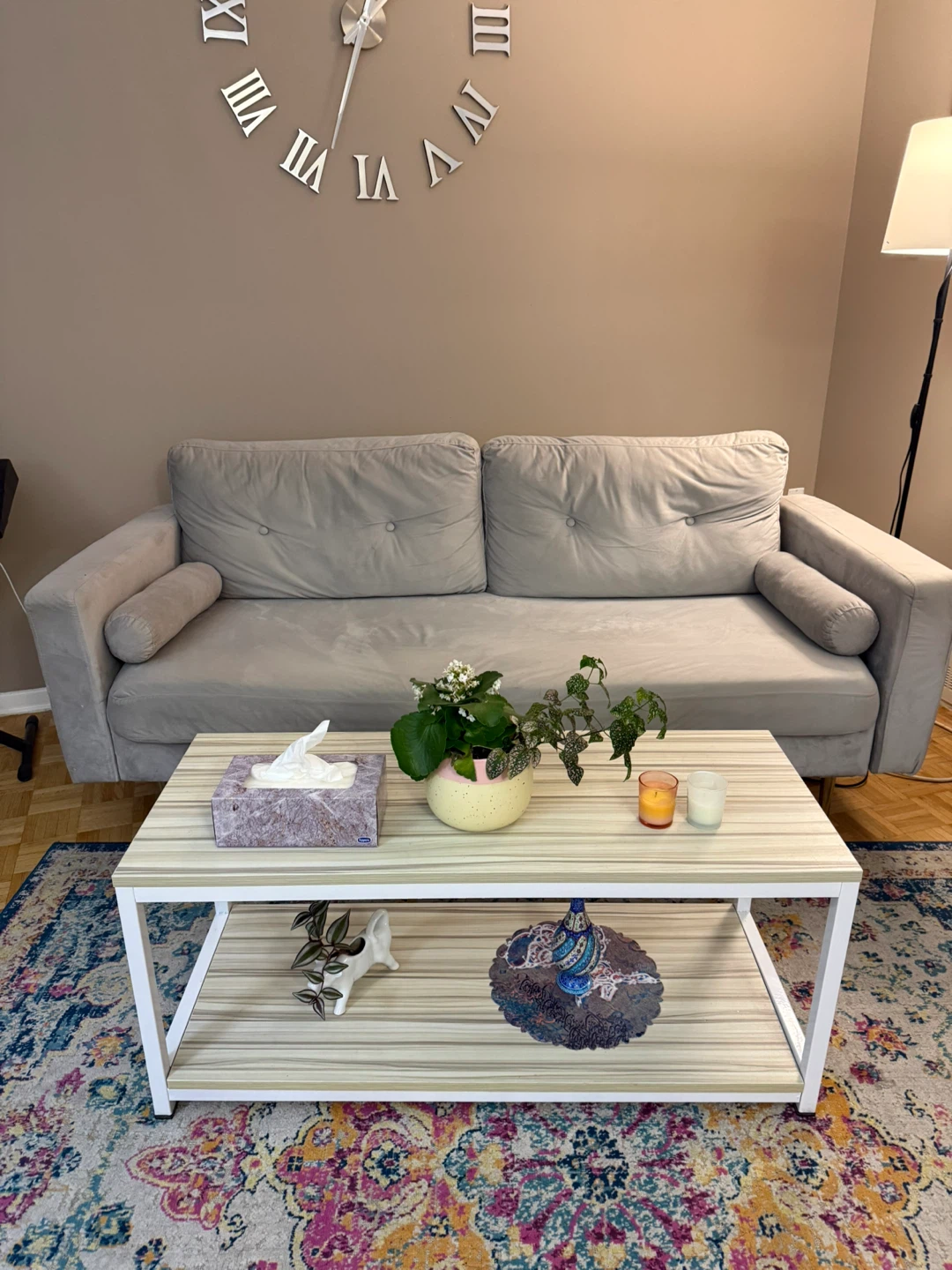 Light Grey Velvet Sofa - photo 2