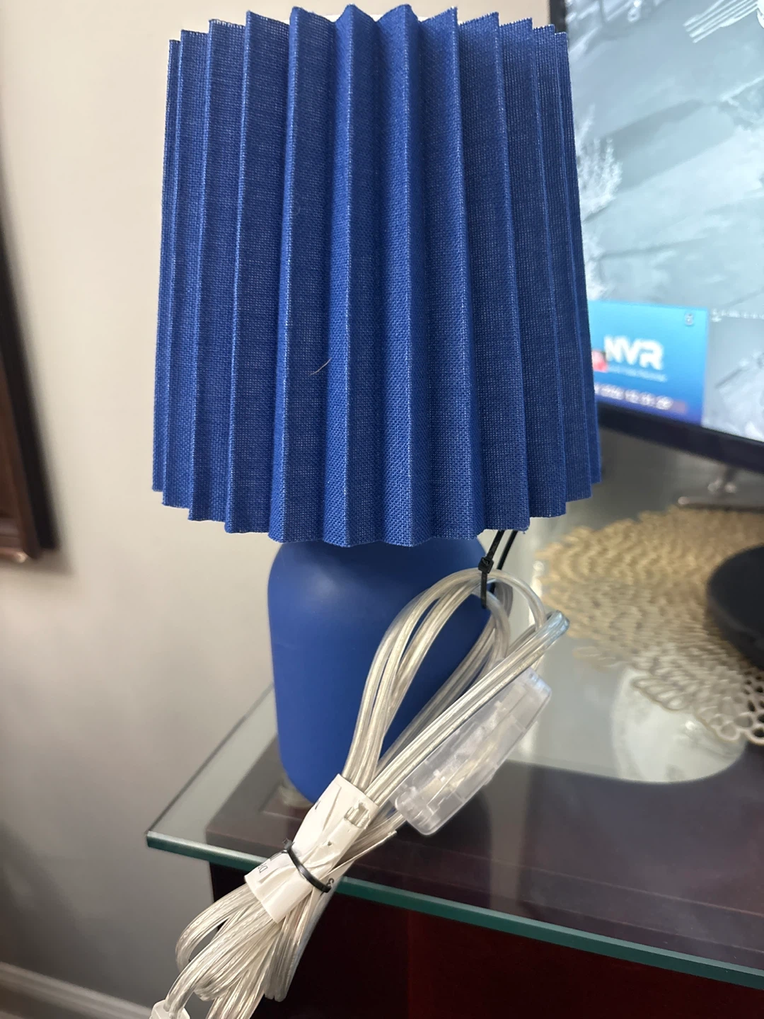 Blue Pleated Table Lamp