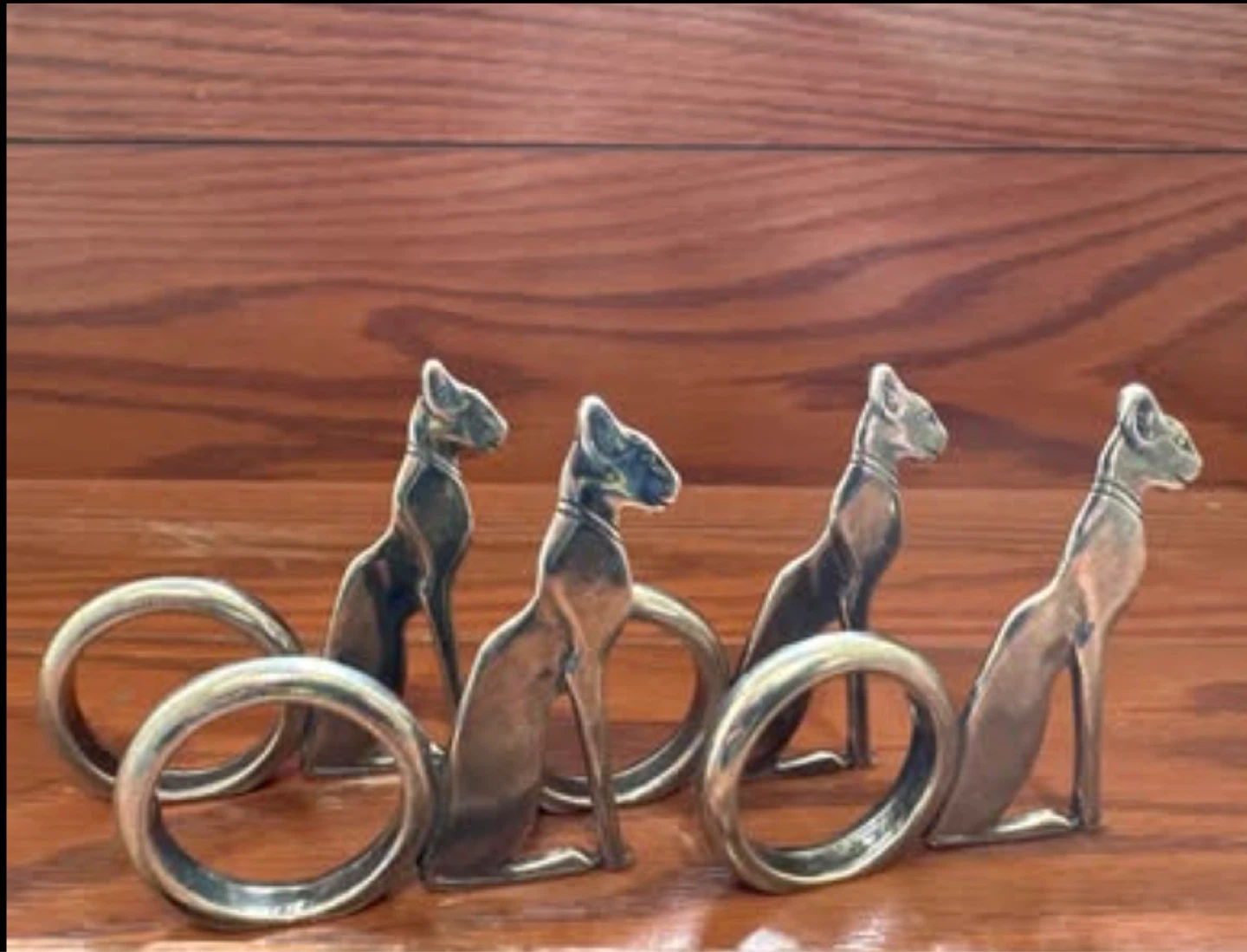 L.C. Canada Pewter Figural "EGYPTIAN CAT" Napkin Rings