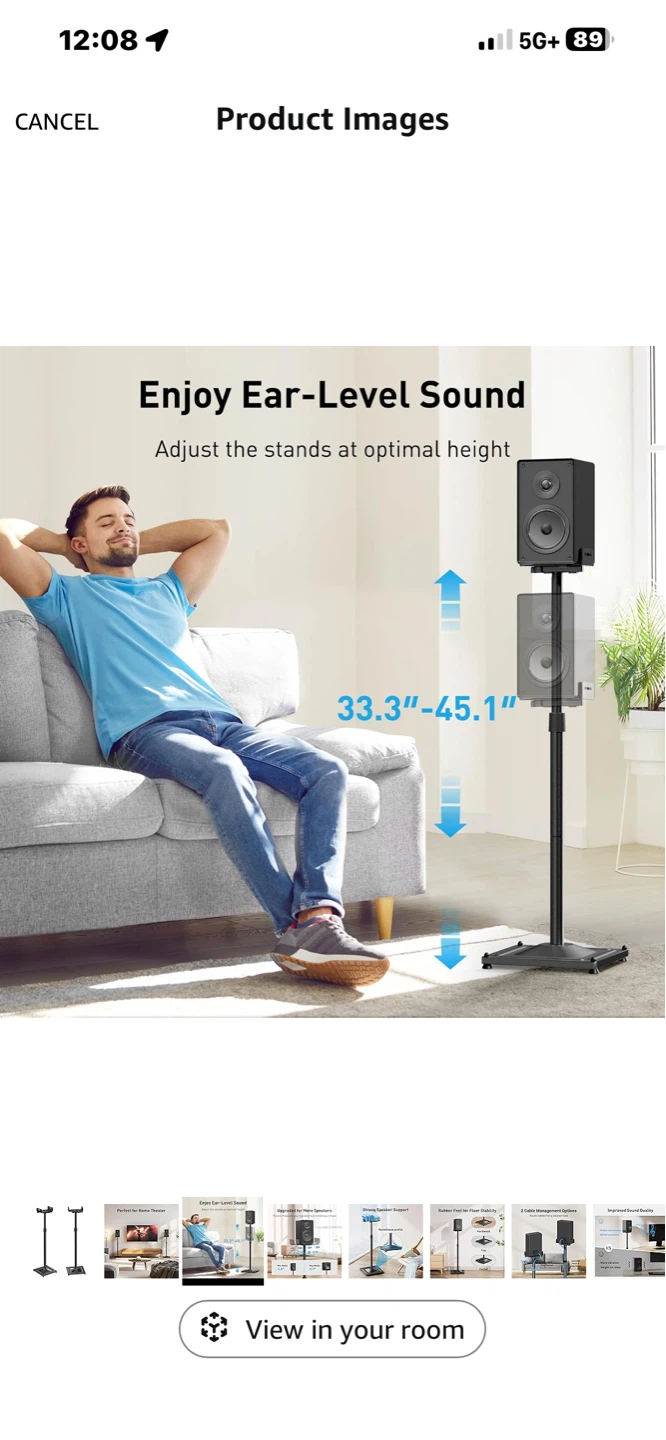 Pair (2) of Adjustable Speaker Stands (Pair) - photo 4