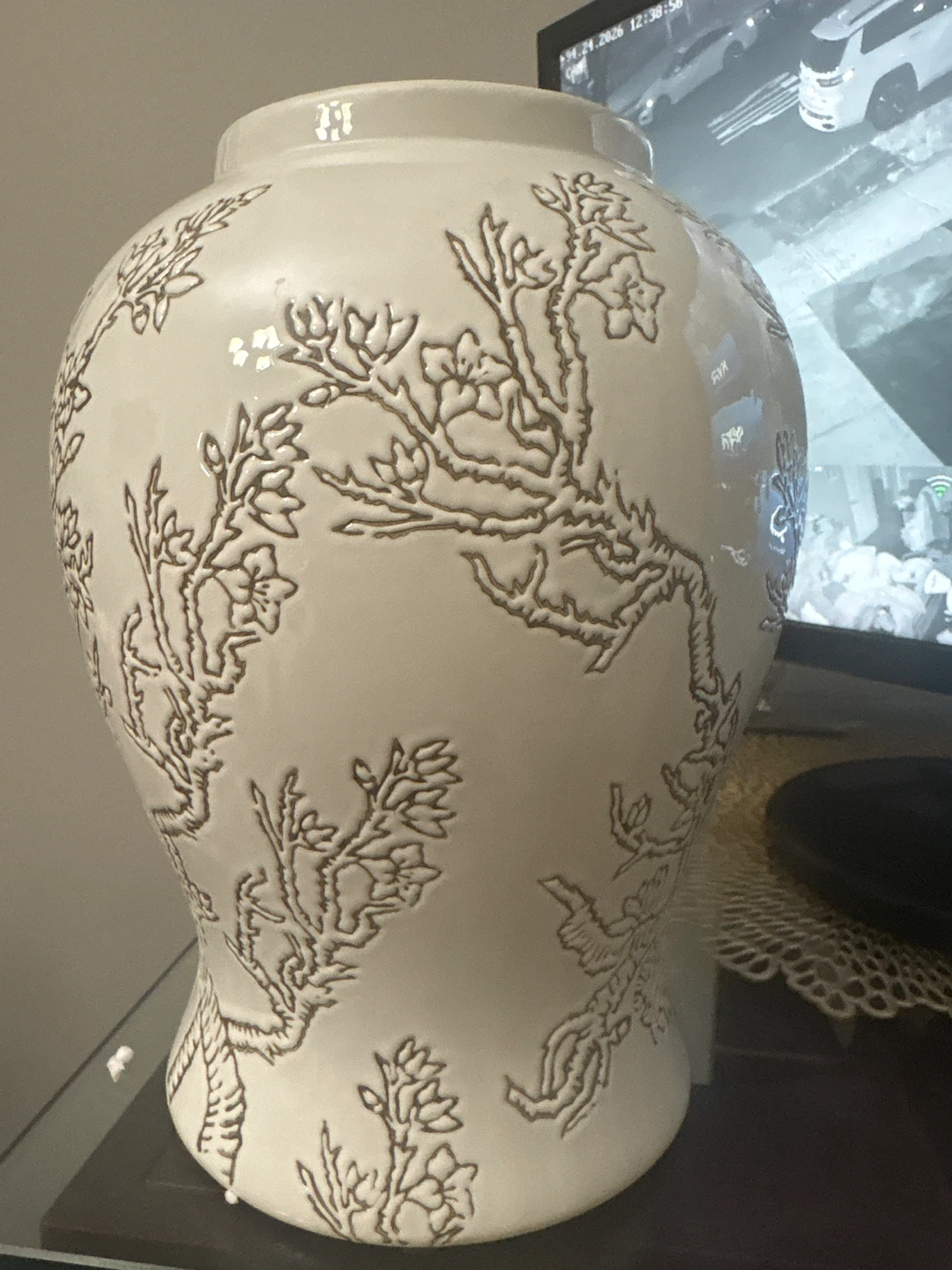 Decorative Ceramic Vase with Floral Embossing - photo 3