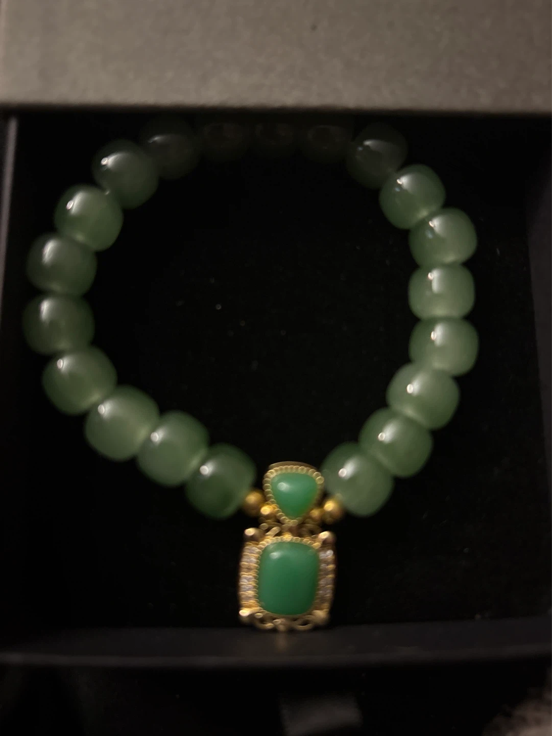 🌱 New Jade Beaded Bracelet with Gold Jade & CZ Charm - photo 3
