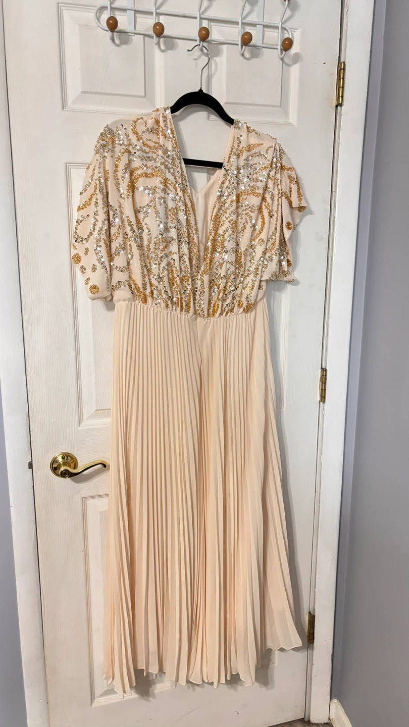 CURVEINS Embellished Pleated Maxi Dress