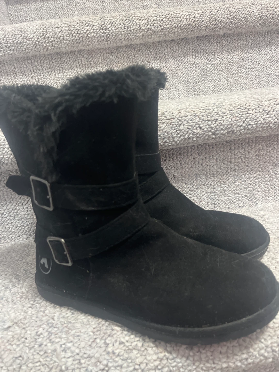 Black Suede Winter Boots with Fur Trim - photo 2