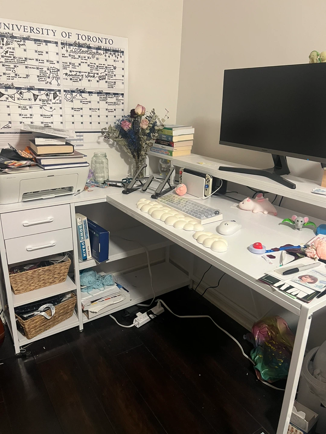 Wayfair L-Shaped Computer Desk with Monitor Stand
