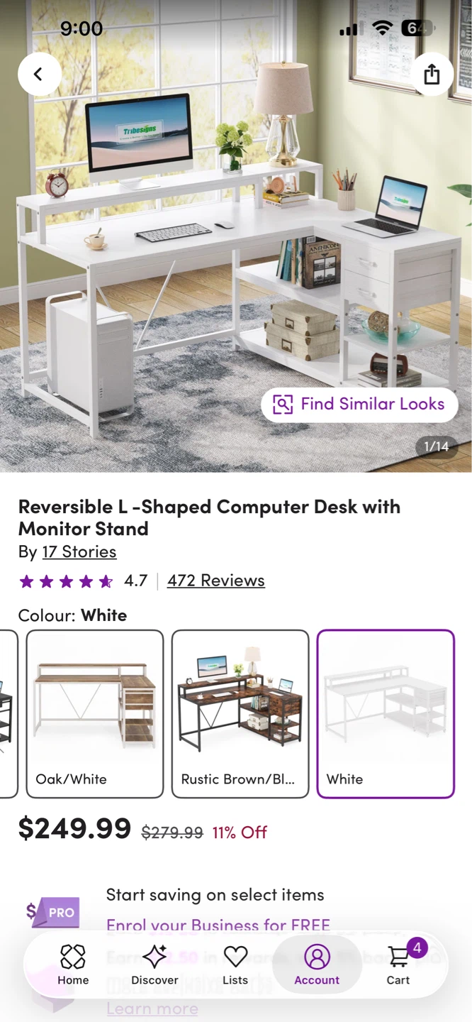 Wayfair L-Shaped Computer Desk with Monitor Stand - photo 2