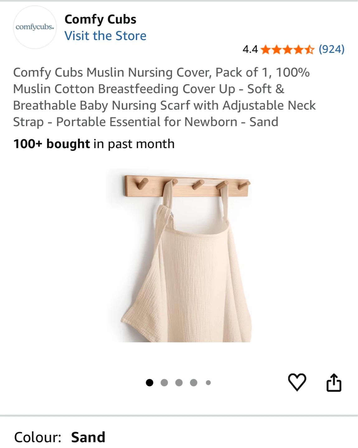 Comfy Cubs Muslin Nursing Cover - Sand
