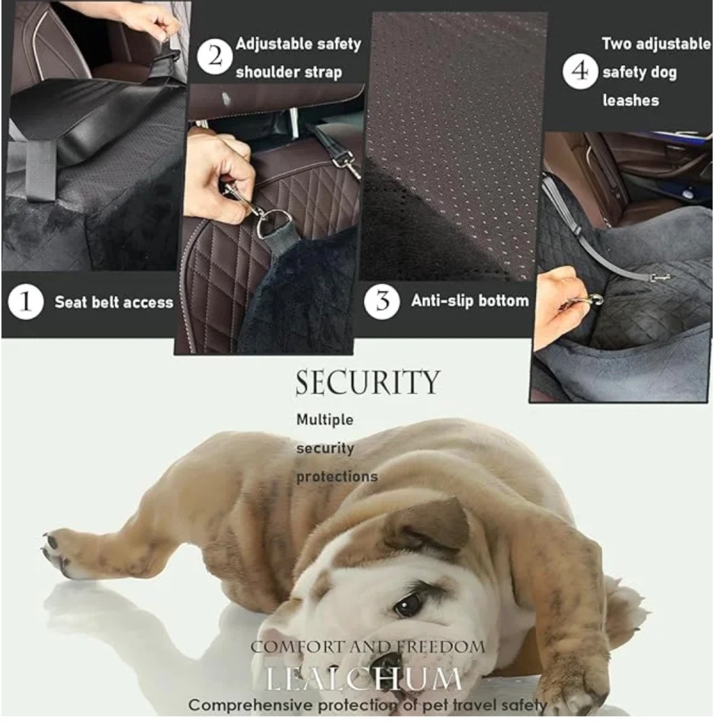 Lealchum Dog Car Seat Booster for Dogs (Beige, Medium) - photo 5