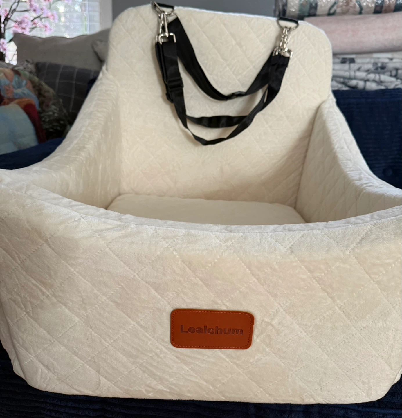 Lealchum Dog Car Seat Booster for Dogs (Beige, Medium) - photo 2