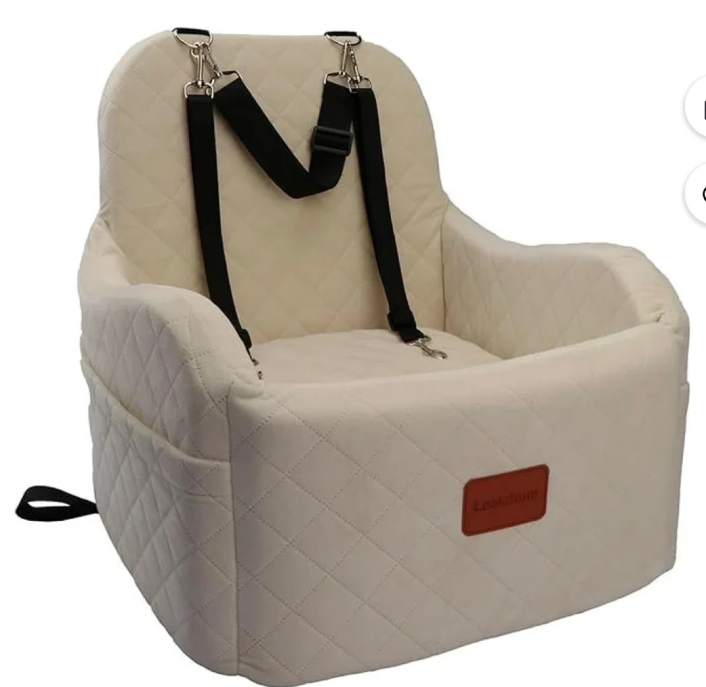 Lealchum Dog Car Seat Booster for Dogs (Beige, Medium)