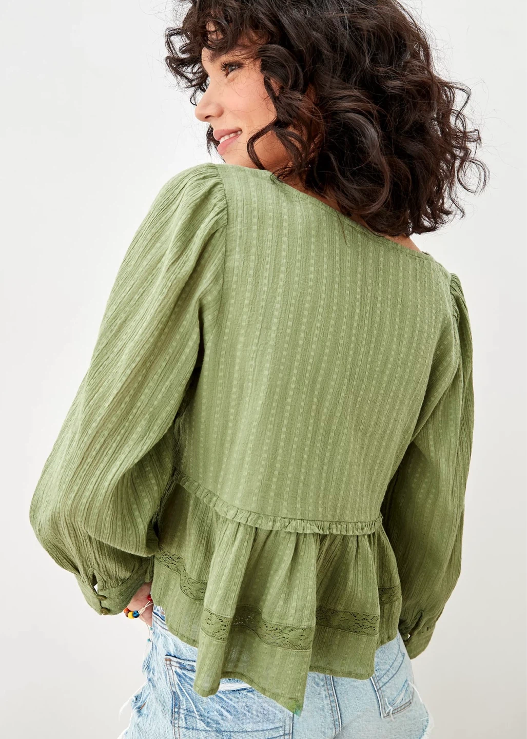 American Eagle Green Peasant Blouse - photo 2