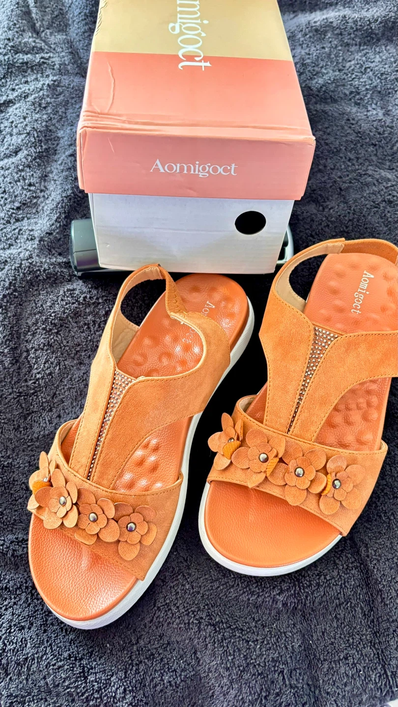 Aomiqoct Women's Sandals with Flowers